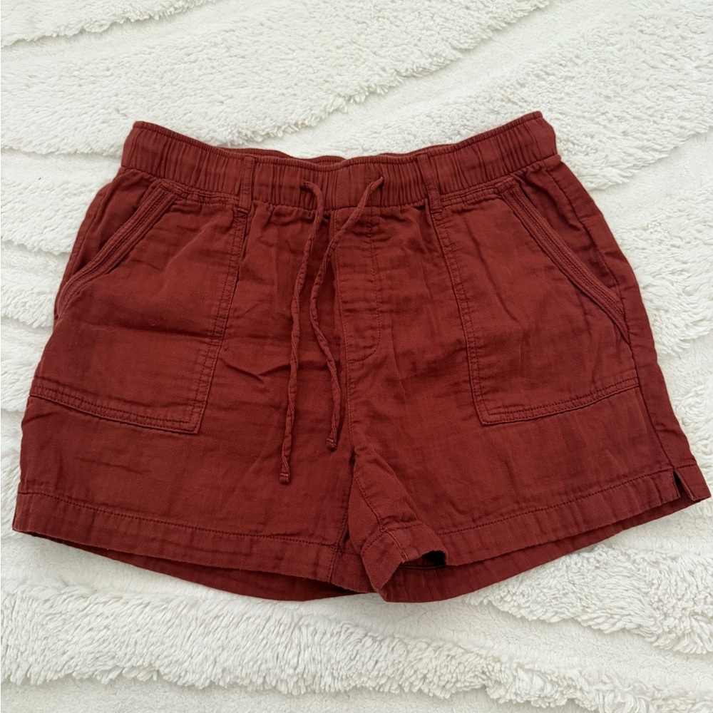 Burgundy Linen Shorts